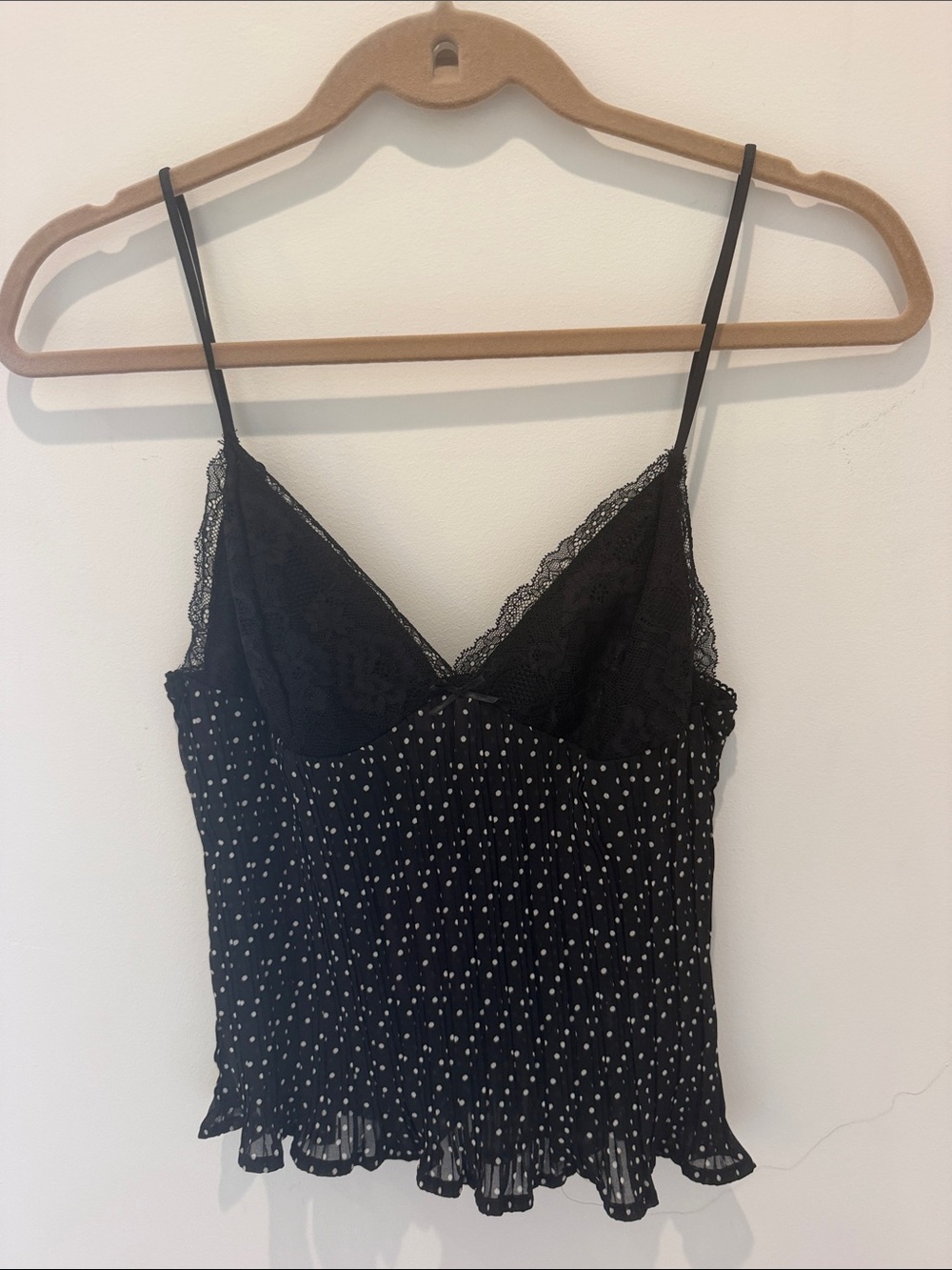 Edikted Black Polka Dot Lace Trim Cami
